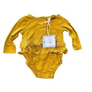 NWT Kate Quinn Golden Long Sleeve Double Skirted Bubble Romper 0-3m